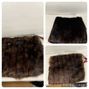 Lot Of 3 Genuine Vintage Fur Mink Hand warmer Muffs W/zipper Pocket & Wristlet